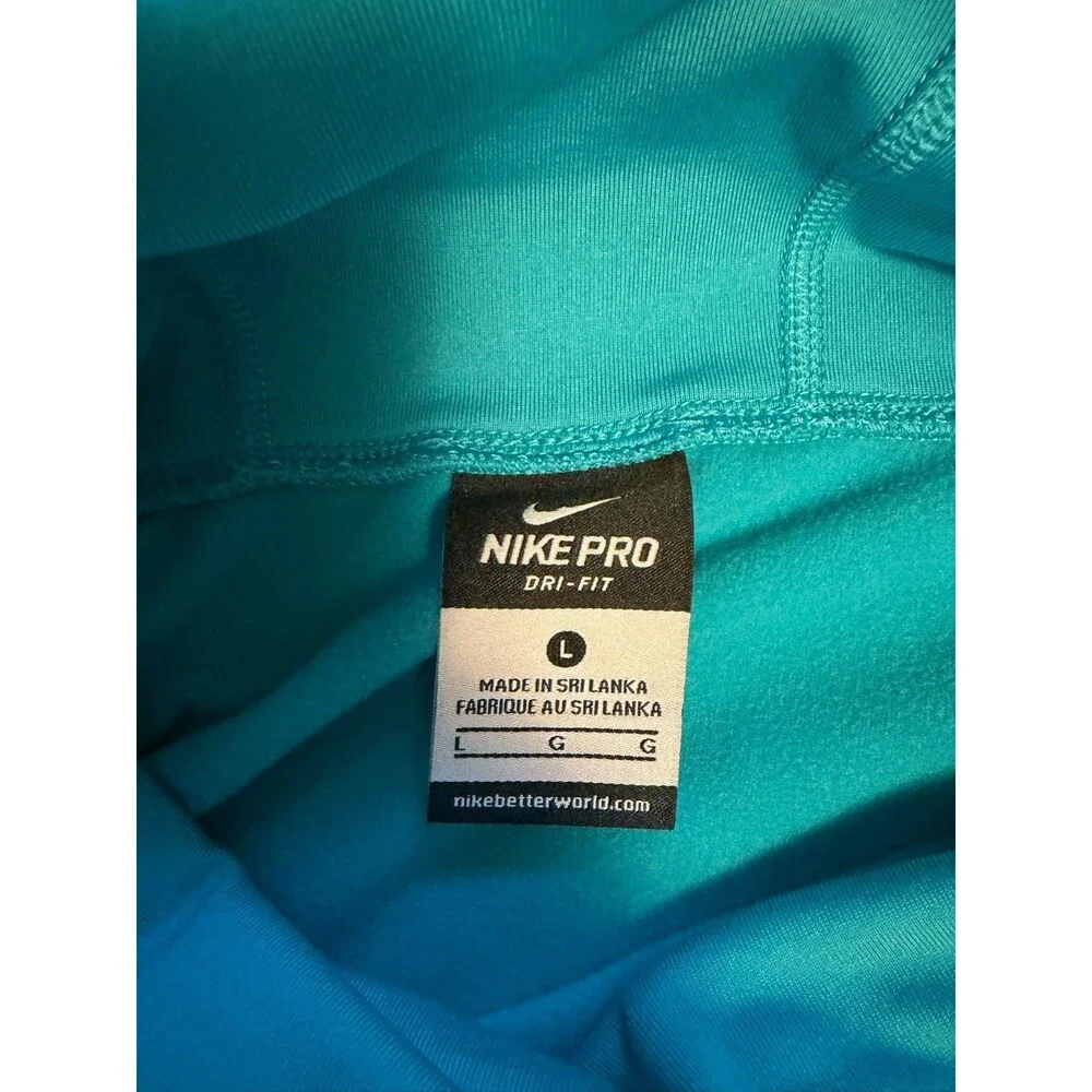 Nike Pro Dri-FIT Womens L Teal Cowl Neck Long Sleeve Thumbhole Running Top